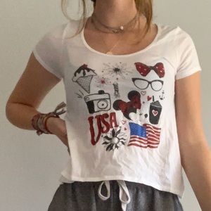 Women’s USA themed Disney world white top